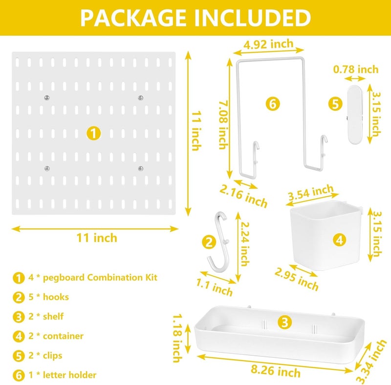 VIGIND Pegboard Combination kit, 4 Pegboards and 12 Accessories Modular Hanging for Wall Organizer,Suitable for Wall Storage,Crafts Organization,Decorative Display,11''x11'' Each - Image 2